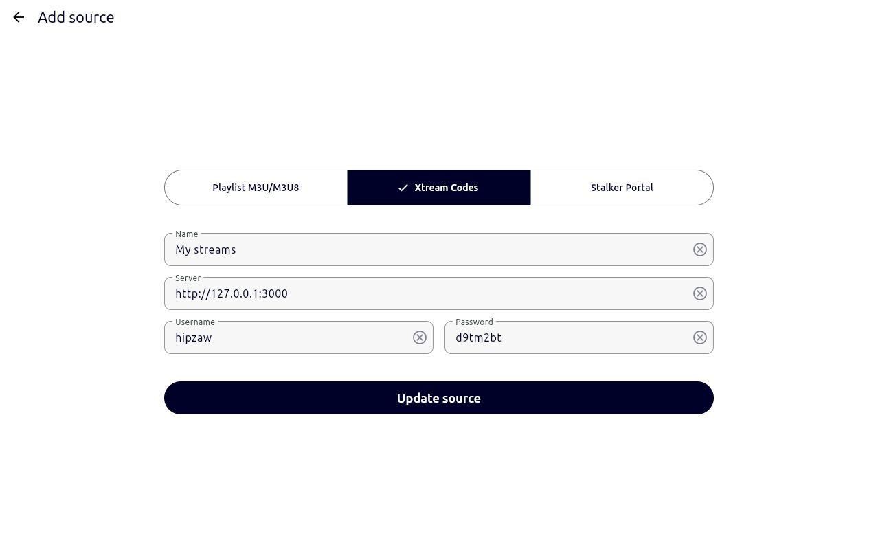 Example of IPTV One app connecting to Muo